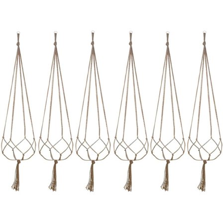 6 stk. Macrame ophængssnore til indendørs og udendørs blomsterplanter -