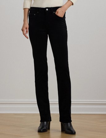 Lauren Ralph Lauren Stretch Corduroy Mid-Rise Straight Pant - Black - 44