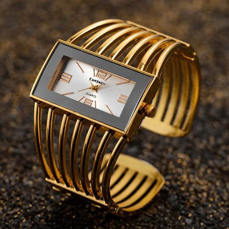 Märkes Damklockor Dammode Armband Kvarts Stål Klocka Montre Present reloj mujer Relogio Feminin Guld Vit