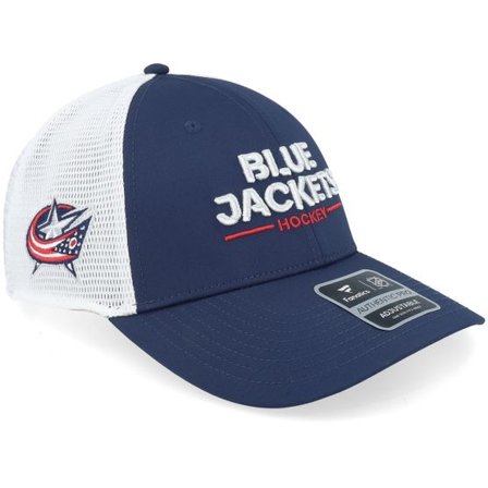 Fanatics - NHL Blå trucker Keps - Columbus Blue Jackets Authentic Pro Rink Navy/White Trucker @ Hatstore