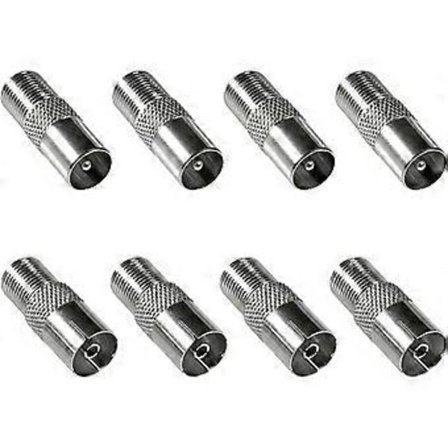 8X Koaxial Satellit Antennadapter (4X F-kontakt till IEC Antennkontakt, 4X till IEC Antennkontakt) Koaxialkontakt för Koaxial - Antennkabel, Silver