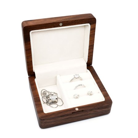 Smykkeskrin i træ Halskæde Ring Armbånd Organizer Mini Træ Etui Lille Opbevaringsbeholder Gave til Mænd Kvinder Piger