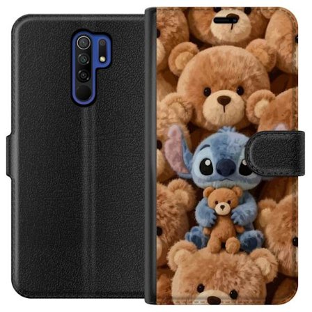 Kompatibel Tegnebogsetui til Xiaomi Redmi 9 Stitch omgivet af brune teddybjørne med en lille teddybjørn i armene i en sød og hyggelig kawaii-design