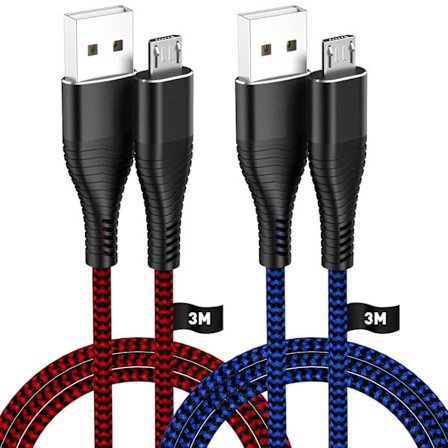 2025 Senaste Modell PS4 Handkontroll Laddningskabel, 2-pack, Extra Lång 3M Micro USB-kabel för PlayStation 4 / PS4 / PS4 Slim / PS4 Pro/Xbo
