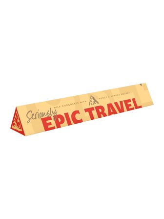 Toblerone Messages milk chocolate bar with honey and almond nougat in a packaging carrying messages