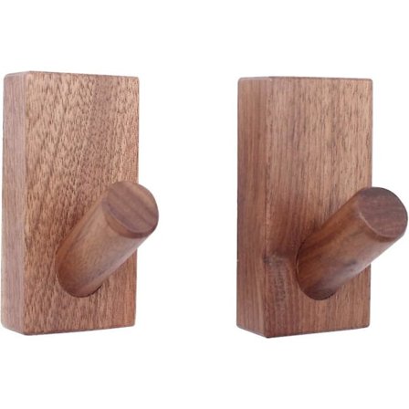 2 st Naturliga Träkrokar, Väggkrok, Dekorativa Hantverkskrokar Svart Valnöt