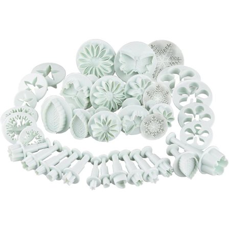 Kakedekorasjon, 10 sett med 33 bakeverktøy, vendbare godteri-verktøy, kakeformer, kjeksformer