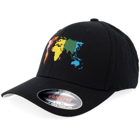 Iconic - Svart flexfit Keps - Rainbow World Black Flexfit @ Hatstore