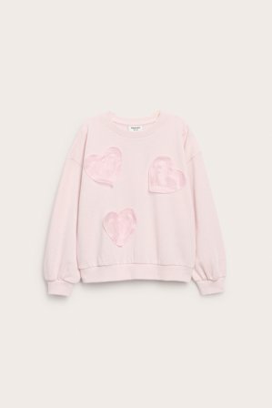 Kappahl | Sweatshirt med hjärtan Ljusrosa 86/92 | Ljusrosa