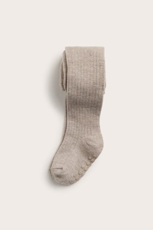 Newbie | Ribbade strumpbyxor i ullmix | Beige