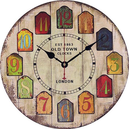 Tyst Serie Imitation Träkorn Retro Träväggklocka, S4, 34*2*34cm,