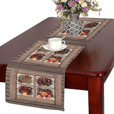 Julelys Bordløber Hjemmedekoration 35x180 Cm Juletræhytte Vindue Borddug Løber Fo