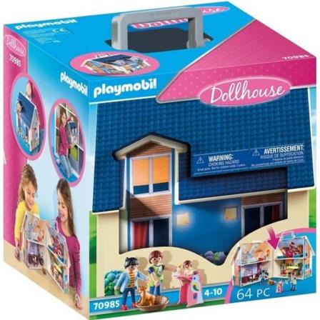 PLAYMOBIL Blue Transportable House, 3 tecken, Tillbehör ingår, 70985, Dockhus, Det traditionella huset Röd