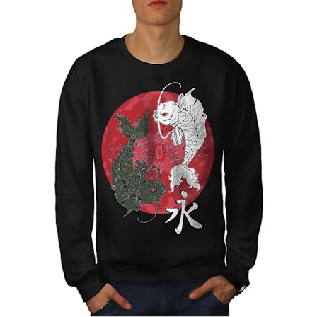 Japan Sun Rise Fish Män Blacksweatshirt | Wellcoda