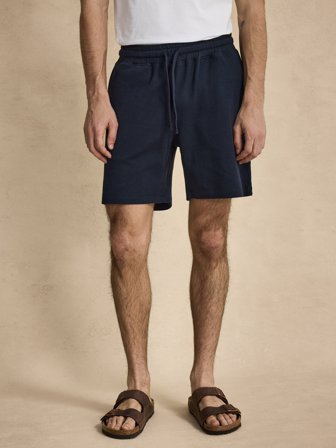 Marineblau Regular Fit Jersey-Shorts aus Baumwolle