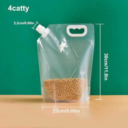 10 stk. Korn Fugtsikre Forseglede Poser med Tragt, Transparente Korn Opbevaringsposer