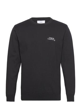 Emil Knit Strikkegenser M. Rund Krage Svart Makia*Betinget Tilbud