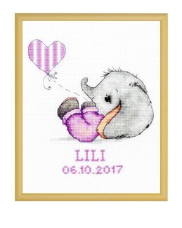 Broderikit Födelsetavla Ballonglek - Luca-S