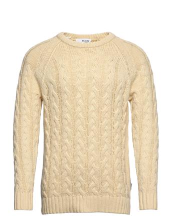 Slhbill Ls Knit Cable Crew Neck W Cream Selected Homme