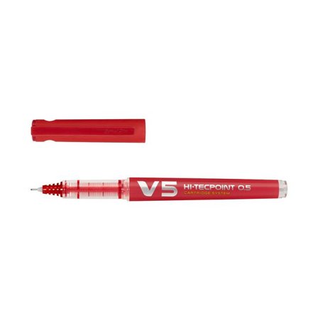 PILOT BEGREEN Bläckkulpenna, Begreen Hi-Tecpoint V5 rollerballpenna med stift, extra tunn spets på 0,5 mm, röd - Lyreco - Kontorsmaterial - Pennor - 