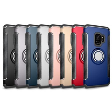 Samsung S9 Praktisk Stöttåligt Skal Med Ringhållare V2 Svart