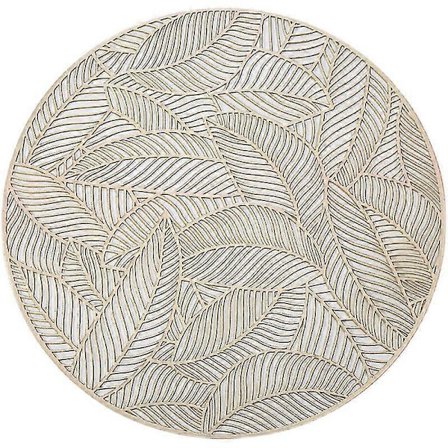 Dækkeservietter Sæt med 6, Runde Blade Dækkeservietter til Spisebord Udskårne Pressede Vinyl Bordmåtter (guld)