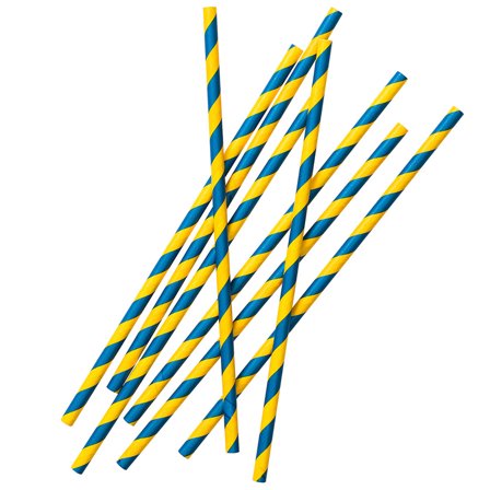 Randiga Papperssugrör Blågul 24-pack