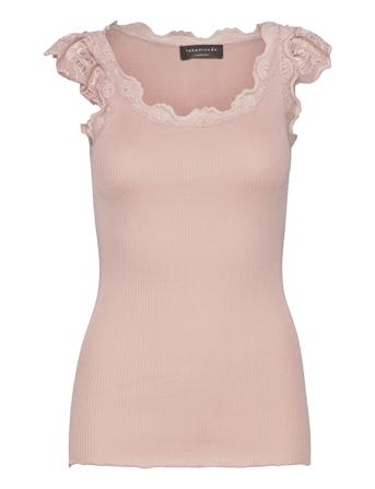 Silk Top W/ Lace Top Ærmeløs Top Lyserød Rosemunde