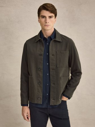 John Henric Herr Grön Overshirt Regular Fit Storlek L