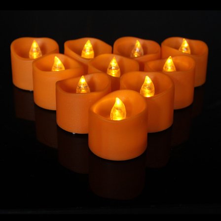 12 stk. LED-lys, små flimrende orange LED-fyrfadslys