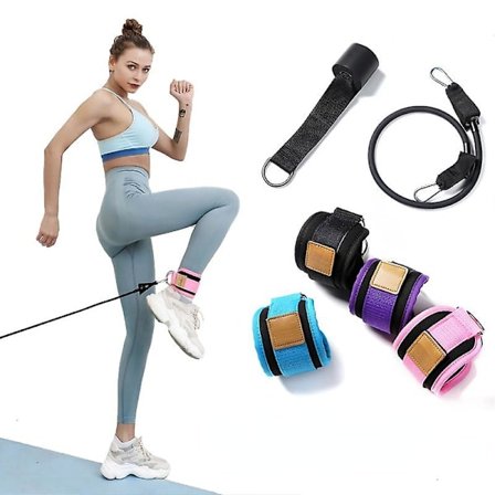 Yoga Resistance Bands Ankelrem Set Elastiska Band Med Dörrankare