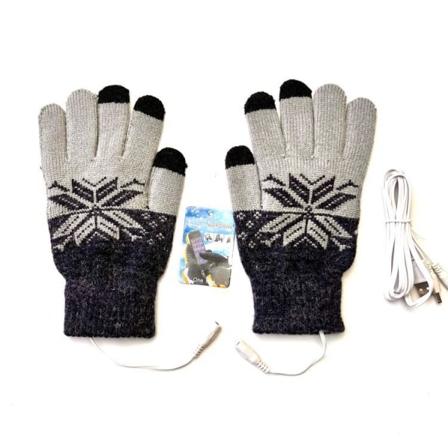 Eluppvärmda handskar USB Uppladdningsbara stickade thermal termohandskar män kvinnor Black Gray