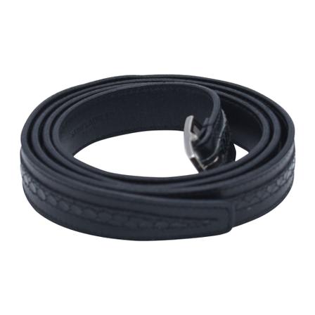 Saint Laurent Vintage, Pre-owned Croc Effect Thin Belt in Leather Zwart, Heren, Maat:ONE Size