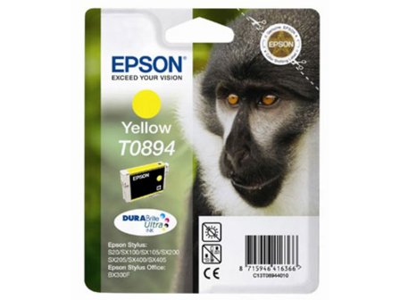 Epson Bläckpatron T0894, C13T08944010, Monkey, DURABrite Ultra-bläck, gul, singelförpackning - Lyreco - Toner och bläck - Bläckpatroner - 