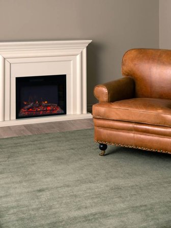 Wool Rug Plain (Single Colored) Handloom Fringes Light Green Large