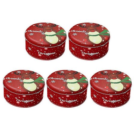 Juleboks i blikk, godterioppbevaring, 5 stk assorterte farger