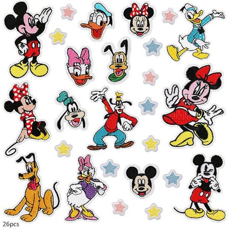 26 stk. Mickey Minnie Mouse broderede patches sy på/stryg på patches dekoration applikation til tøj, hat, diy tilbehør