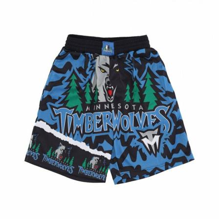 Mitchell & Ness, basketball shorts nba jumbotron 2.0 mesh short hardwood classics mintim Blauw, Heren, Maat:M