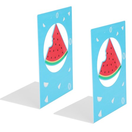 2 stk. metalbogstøtte skridsikker stabil bogstopper understøttende hylder til hjemmekontor (vandmelon)