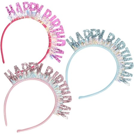 Födelsedagshatt Hårband Set 3 Delar Glänsande Non-woven Material Partydekorationer