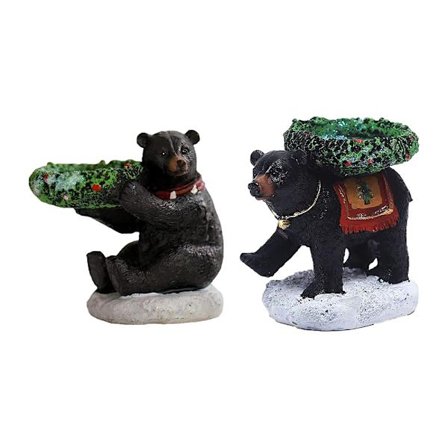 Julbjörn Ljusstake Retro Resin Svartbjörn Ljusstake Hantverksdekoration Staty Gåva Julfest Hemdekoration