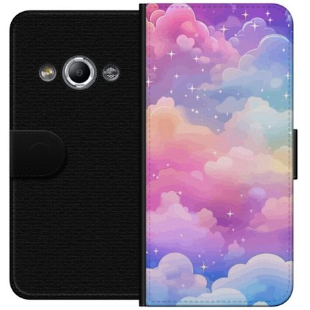 Kompatibelt Lommeboketui til Samsung Galaxy Xcover 3 Søt enhjørning med regnbuefarget hår mot en stjernebelagt pastellbakgrunn i kawaii-stil
