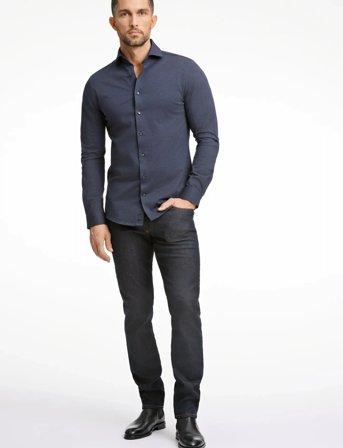 Lindbergh Black Piqué Knitted Shirt L/S - Navy - XL