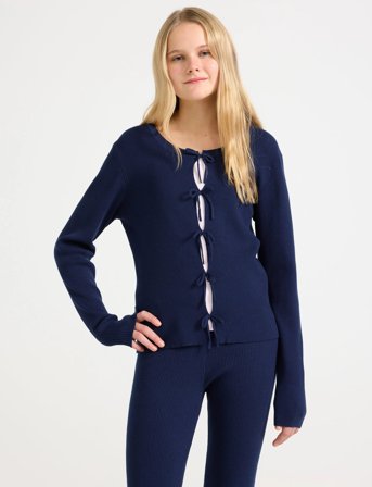 Lindex Sweater With Bows At Front - Navy - 128