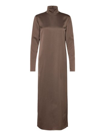 Filippa K Turtleneck Satin Dress - Brown - 38