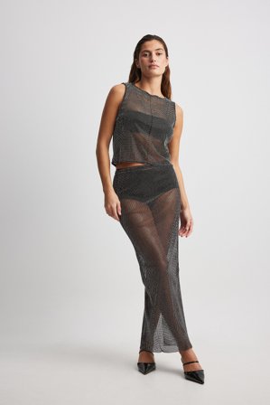 NA-KD Maxi jupe - Sets De Fête Pour Le Nouvel An - Noir/Gris - EU 34