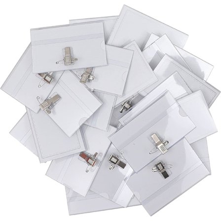 Plast horisontale navneskilt (50-pakning) - 9 x 6 cm - Gjennomsiktige PVC-navneskilt for sykepleiere, skoler, bedrifter, konferanser og besøkende.