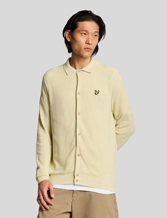 Lyle & Scott Linen Blend Knitted Shirt - Cream - XL