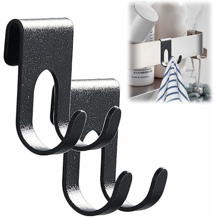 Sæt med 2 selvklæbende opbevaringskroge til barbermaskine, barberblade, håndklæde og badebold, T-Audace