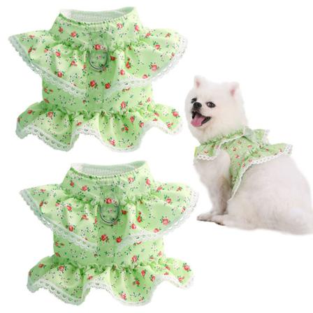 2-pak hundekjole sele vest med bånd, kjæledyr blomsterantrekk